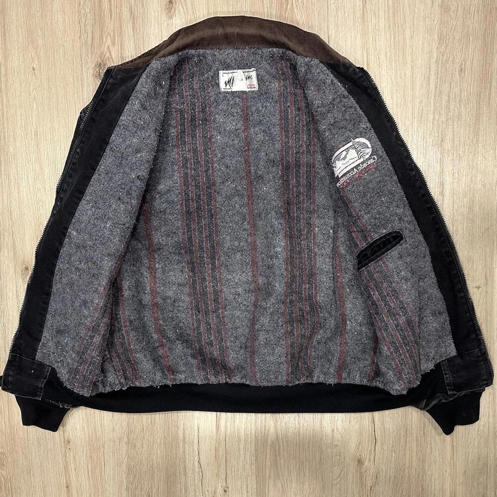 Vintage MA Klein Detroit Jacket Mens L Faded Black Full Zip Blanket Lined Duck - Picture 7 of 9